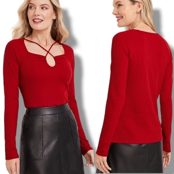 NWT MAURICES RIBBED KNIT CROSS FRONT TOP - Picture 1 of 6